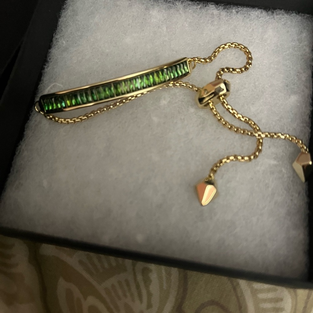 Emerald like slide bracelet costume jewelery